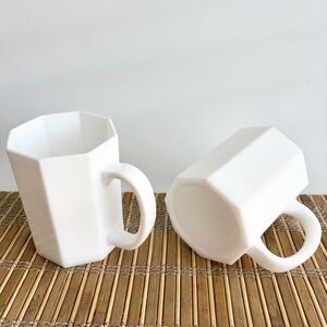Vintage | Set of 2 Arcoroc Octime White Octagon Coffee Tea Mug